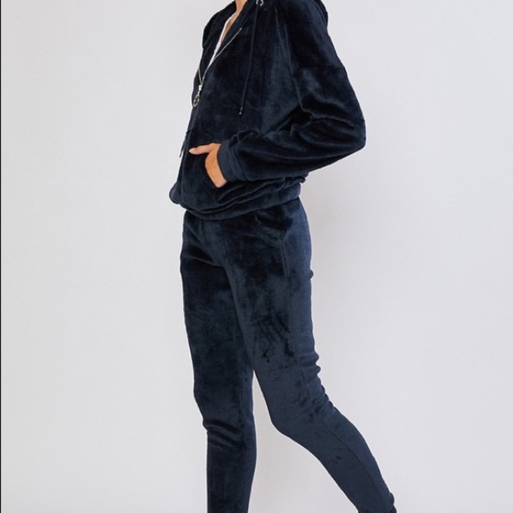 New! Plush Hoodie and Jogger Set - Navy